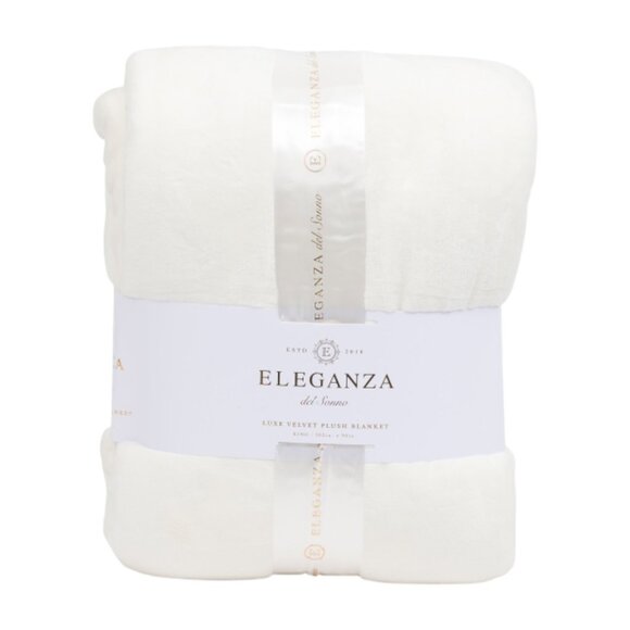 ELEGANZA Ivory Velvet Plush Blanket - Picture 1 of 3